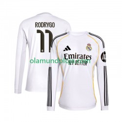 Camisola Real Madrid Rodrygo 11 Homem Equipamento Primeiro 2025-2026 Manga Comprida